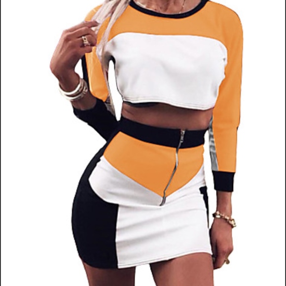 Missguided Dresses & Skirts - Black and Yellow Color Block Skirt Set